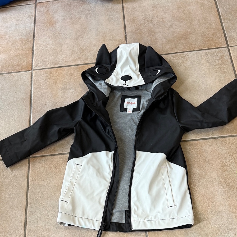 Cat & Jack Black and White Animal Raincoat